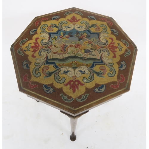 72 - An Edwardian walnut fold over table and a brass umbrella stand (2)