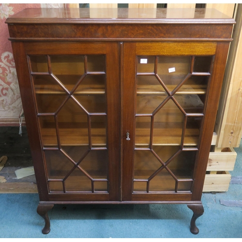 73 - A drop end sofa table and a mahogany astragal glazed corner cabinet (2)PLEASE NOTE THE BOOKCASE HAS ... 