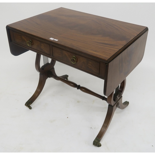 73 - A drop end sofa table and a mahogany astragal glazed corner cabinet (2)PLEASE NOTE THE BOOKCASE HAS ... 