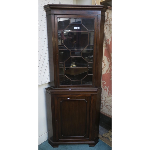 73 - A drop end sofa table and a mahogany astragal glazed corner cabinet (2)PLEASE NOTE THE BOOKCASE HAS ... 