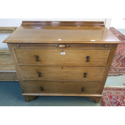 85 - A 20th century mahogany chest of three drawers, 93cm high x 106cm wide x 49cm deep