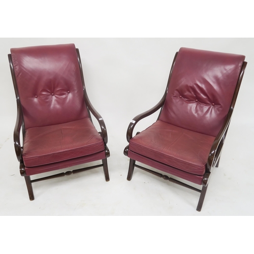 89 - A pair of 20th century mahogany framed Parker Knoll slipper chairs with leather upholstery (2)