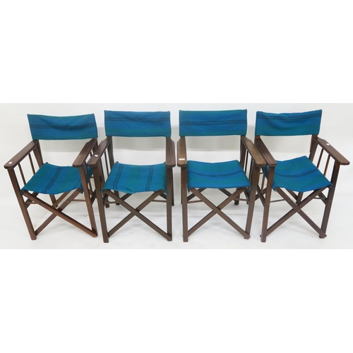 90 - A lot of four 20th century teak framed folding directors chairs (4)