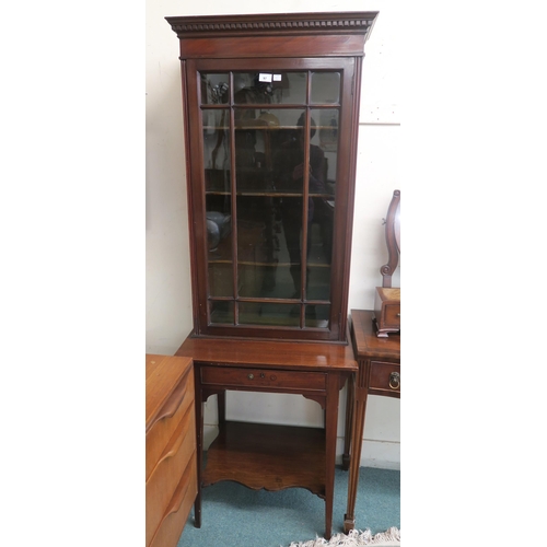 97 - A Victorian mahogany glazed bookcase on single drawer stand, 175cm high x 61cm wide x 44cm deep