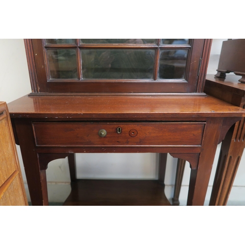 97 - A Victorian mahogany glazed bookcase on single drawer stand, 175cm high x 61cm wide x 44cm deep