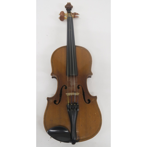 428 - A German one piece back violin 30.5cm