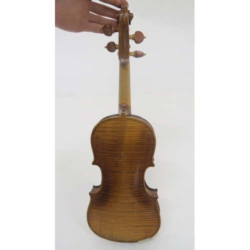 428 - A German one piece back violin 30.5cm