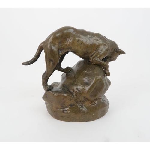 154 - AFTER CLOVIS-EDMOND MASSON (1838-1913)a bronze of a dog hunting a rabbit, 10.2cm high... 