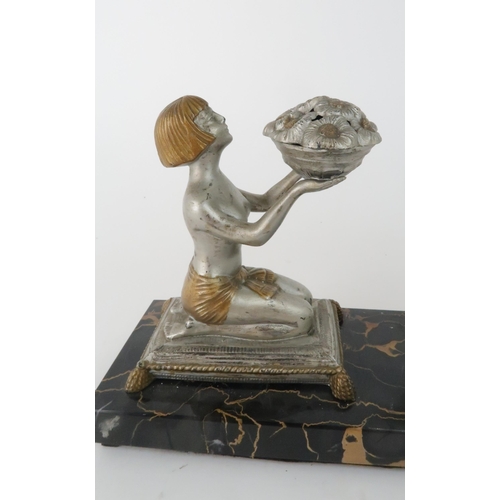 167 - AFTER ENRIQUE MOLINS-BALLESTE (1893-1958)An Art Deco table lamp modelled as a kneeling girl holding ... 