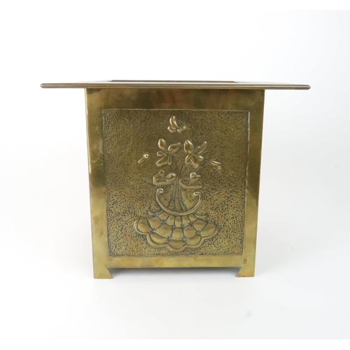 171 - A GLASGOW SCHOOL ARTS AND CRAFTS PLANTERof square form, two sides decorated with repousse bunches of... 