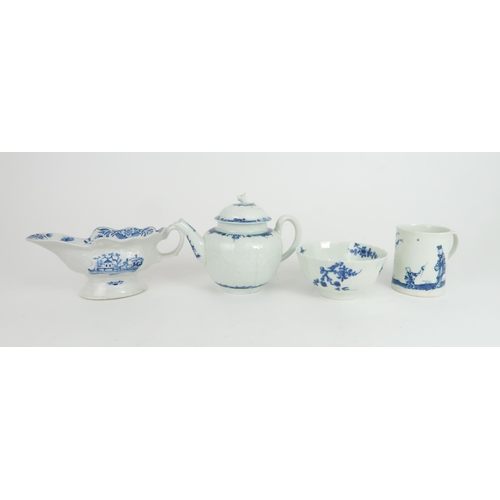 174 - AN 18TH CENTURY WORCESTER BLUE AND WHITE STRAIGHT SIDED MUGpainted with the Walk in the Garden patte... 