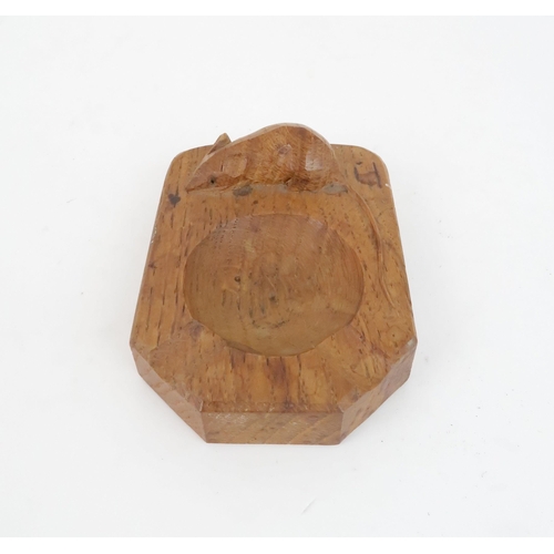 186 - ROBERT MOUSEMAN THOMPSONA rectangular oak ashtray carved with signature mouse, 10cm... 