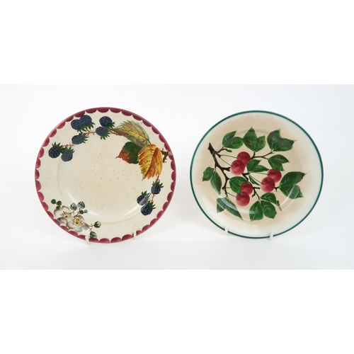 192 - A WEMYSS APPLE PATTERN PLATE22.5cm diameter, a small Bramble pattern plate, a cherry plate, together... 