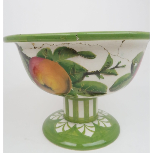 196 - A WEMYSS FOOTED BOWLpainted with apples within a green rim, impressed mark to base, 14cm high, toget... 