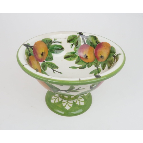 196 - A WEMYSS FOOTED BOWLpainted with apples within a green rim, impressed mark to base, 14cm high, toget... 