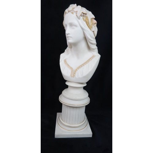 199 - A COPELAND PARIAN BUST OF OPHELIA after the original by W C Marshall, the reverse with impressed mar... 