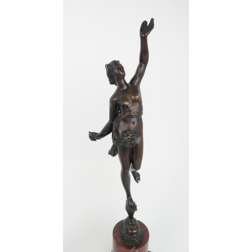 205 - A PAIR OF FRENCH BRONZE FIGURES OF MERCURY AND FORTUNAafter Giambologna, both on a rosso marble cyli... 