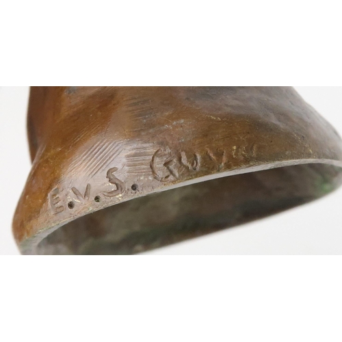 208 - A BRONZE OF BOXING HARESin the style of Paul Jenkins, signed to base, 12cm high together with a bron... 