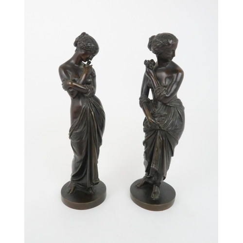 209 - CHARLES CUMBERWORTH (1811-1852)A pair of 19th century patinated bronze figures depicting two semi-nu... 