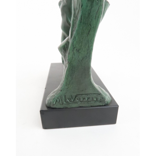 219 - MAX LE VERRIER (1891 - 1943) FRENCH ART DECO VERDIGRIS BRONZE BOOKENDmodelled as a fox and a crow, w... 