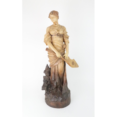 229 - AN AUSTRIAN TERRACOTTA FIGURE OF A GIRLmodelled holding a Lute, 84cm high