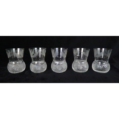 237 - A PART SUITE OF EDINBURGH THISTLE SHAPED DRINKING GLASSESincluding seven large wine glasses 16.5cm, ... 