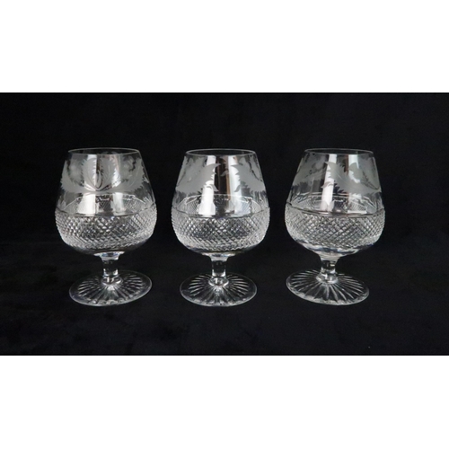 237 - A PART SUITE OF EDINBURGH THISTLE SHAPED DRINKING GLASSESincluding seven large wine glasses 16.5cm, ... 