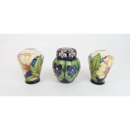 298 - A PAIR OF MOORCROFT ODE TO MAY VASESdesigned by Sian Leeper, signed in gold pen and dated 28.5.05 to... 