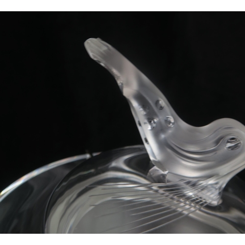 322 - A LALIQUE SYLVIE TWO DOVES FLOWER VASEwith clear glass flower brick insert, 21cm high, together with... 