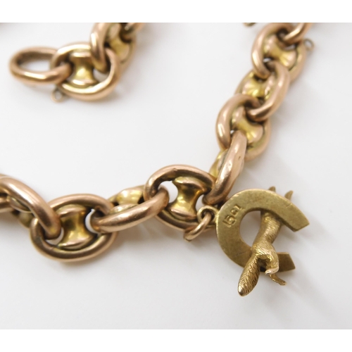 759 - A 9CT GOLD MARINE CHAIN BRACELETthe heart shaped clasp stamped 9ct, and also the last link. With thr... 