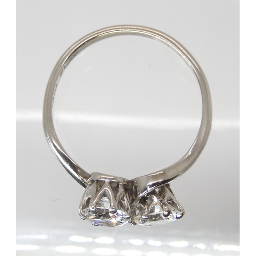 777 - AN 18CT & PLATINUM TWIN STONE DIAMOND RINGset with estimated approx 1.45cts of brilliant cut dia... 