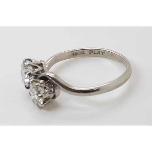 777 - AN 18CT & PLATINUM TWIN STONE DIAMOND RINGset with estimated approx 1.45cts of brilliant cut dia... 