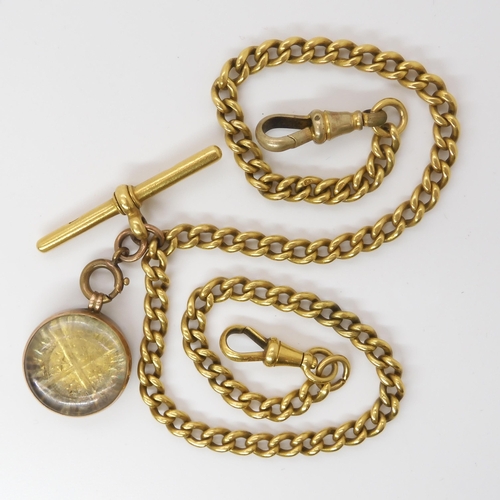 781 - A 22CT GOLD CURB LINK FOB CHAINhung with a gold plated Scottish, Alexander III Silver Penny in a 9ct... 