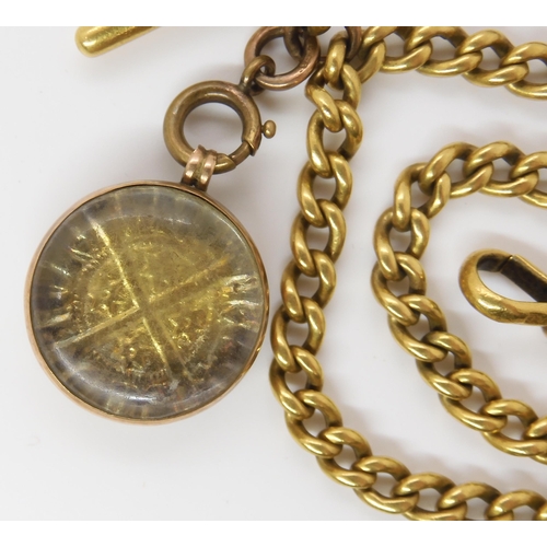 781 - A 22CT GOLD CURB LINK FOB CHAINhung with a gold plated Scottish, Alexander III Silver Penny in a 9ct... 