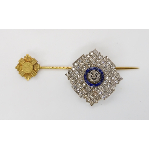 793 - SCOTS GUARDS SWEETHEART BROOCH AND PINthe brooch made in white metal and set with diamonds throughou... 