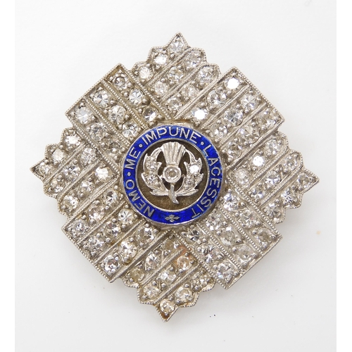 793 - SCOTS GUARDS SWEETHEART BROOCH AND PINthe brooch made in white metal and set with diamonds throughou... 