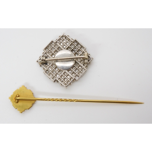 793 - SCOTS GUARDS SWEETHEART BROOCH AND PINthe brooch made in white metal and set with diamonds throughou... 