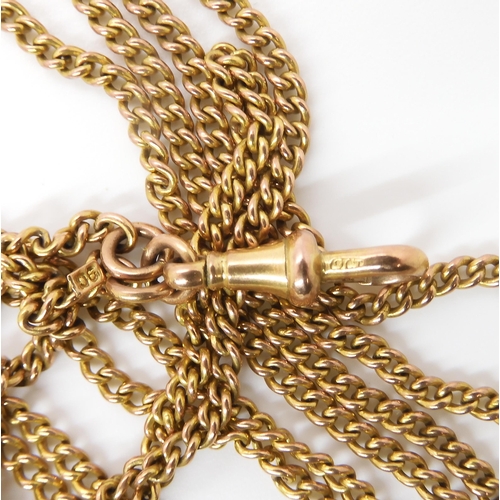 827 - A 9CT GOLD GUARD CHAINthe curb chain has a soldered on tag '9c' stamped 9ct to the lobster claw. Len... 