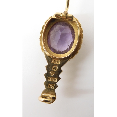 838 - A SWEDISH AMETHYST AND PEARL COMET BROOCHdated 1917 (P7) makers mark J.P. Length 2.7cm x 1.3cm, weig... 