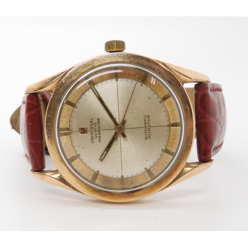 913 - UNIVERSAL GENEVE POLEROUTER AUTOMATIC MICROTORwith quarter sectioned cream dial with gold coloured b... 