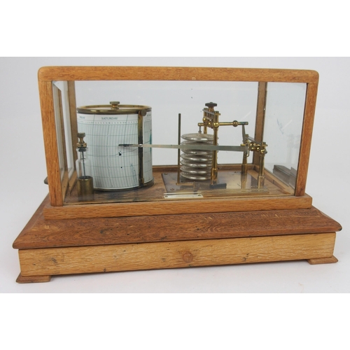 610 - AN OAK CASED AND GLAZED BAROGRAPH BY J. LIZARS LTDwith single drawer and plaque inscribed J. Lizars ... 