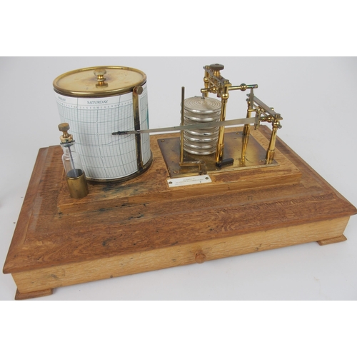 610 - AN OAK CASED AND GLAZED BAROGRAPH BY J. LIZARS LTDwith single drawer and plaque inscribed J. Lizars ... 