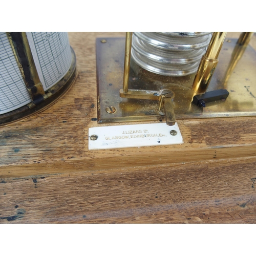 610 - AN OAK CASED AND GLAZED BAROGRAPH BY J. LIZARS LTDwith single drawer and plaque inscribed J. Lizars ... 