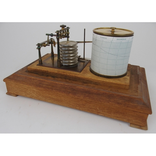 610 - AN OAK CASED AND GLAZED BAROGRAPH BY J. LIZARS LTDwith single drawer and plaque inscribed J. Lizars ... 