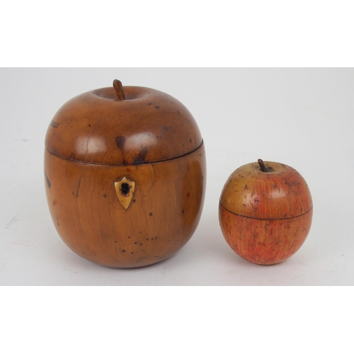 611 - A 19TH/20th CENTURY TEA CADDY FORMED AS AN APPLEwith hinged lid, 13cm high and another tea caddy for... 