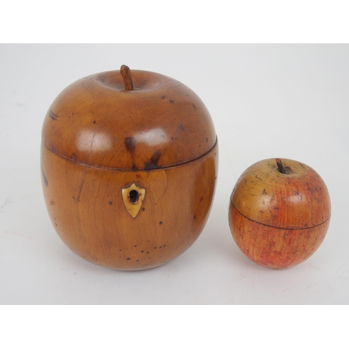 611 - A 19TH/20th CENTURY TEA CADDY FORMED AS AN APPLEwith hinged lid, 13cm high and another tea caddy for... 