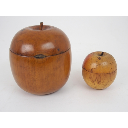 611 - A 19TH/20th CENTURY TEA CADDY FORMED AS AN APPLEwith hinged lid, 13cm high and another tea caddy for... 