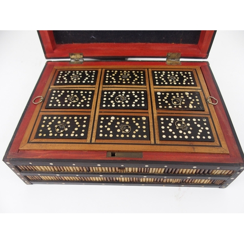 614 - A PORCUPINE QUILL WORK BOXwith nine compartments and lift out tray, 26cm wide