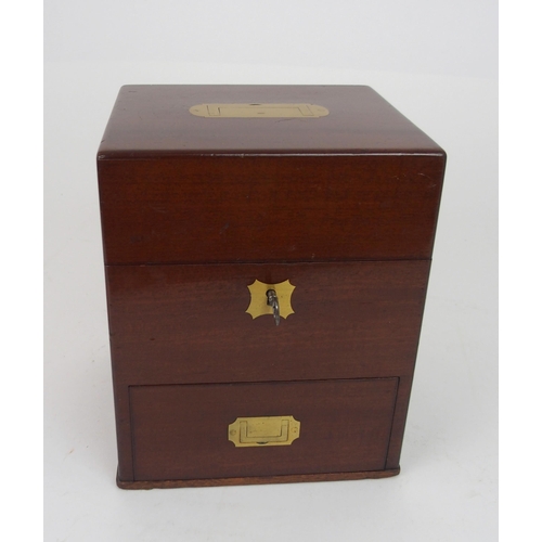 616 - A VICTORIAN MAHOGANY AND BRASS BOUND APOTHECARY BOXthe fitted interior with bottles and glass p... 