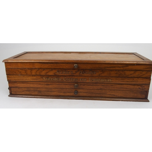 618 - AN OAK CANTILEVER FOUR TIER THREAD BOXwith gilt painted lettering inscribed Clark's Anchor Stranded ... 